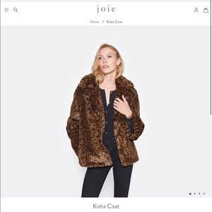 NWT Joie Kisha Leopard Faux Fur Coat